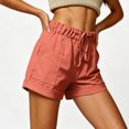 thumbnail image 2 of Women's Utility Shorts with Pockets, Casual Solid Color Elastic Waist Twill Shorts, Summer Lightweight Everyday Cuffed Hem Chino Basic Shorts, 2 of 8