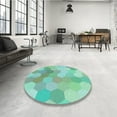 thumbnail image 4 of Ahgly Company Machine Washable Indoor Round Transitional Mint Green Area Rugs, 7' Round, 4 of 7