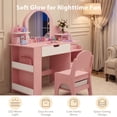 thumbnail image 3 of LINLUX Kids Vanity Table and Chair Set with Mirror and Large Storage, Princess Makeup Dressing Table for Girls, Pink, 3 of 10