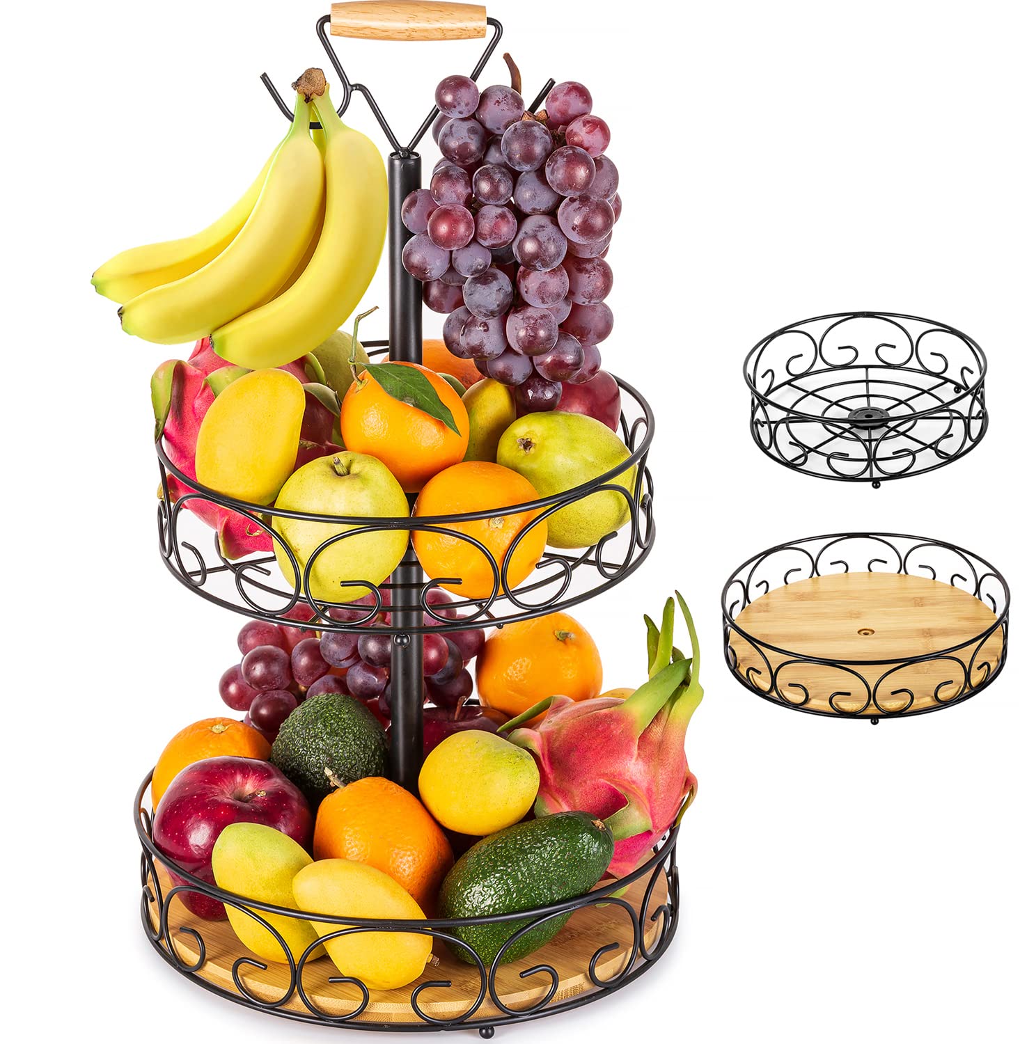 Sorbus Fruit Bread Basket, 2 Tier Countertop Rack, for Vegetable ...