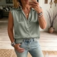 thumbnail image 2 of DagobertNiko Women Plus Size Short Sleeve Tops Silk Satin Lapel Elegant Blouses Casual Tee for Summer Daily Wear and Style, 2 of 6