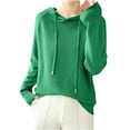 thumbnail image 2 of Jinhomg Casual Comfy Sweatshirts for Women Fall Lightweight Drop Shoulder Drawstring Hoodies Dressy Solid Color Loungewear Tops Flash Army Green L, 2 of 2