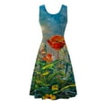 thumbnail image 5 of USSUMA Dresses for Women Party Casual Women's Sleeveless Swing Dress Oil Painting Floral Print High Waist Loose Summer Beach Dresses Flowy Mini Dress, 5 of 5