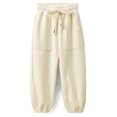 thumbnail image 6 of GaThRRgYP Girls Fashion Flare Jeggings,Girl's Super Soft Active Jogger Pants,4-16Years Children's Casual Solid Color Thickened Warm Windproof Low Waist Tied Ankle Pants Long Pants Beige 100, 6 of 6
