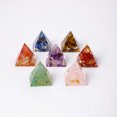 thumbnail image 5 of 1 pieza de resina de engomado de macadán de cristal natural, pirámide de chakras, símbolo de curación de cristal, adorno de escritorio, 5 of 5