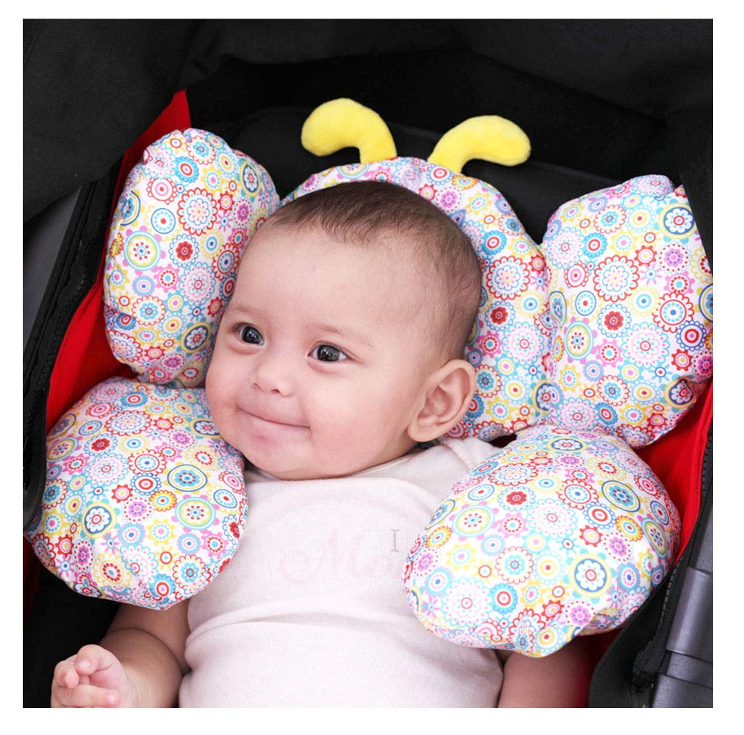 Baby Carseat Head Support 1 Year Old Newborn Head Pillow Infant Car Sear Head Neck Support Pillow Insert Pushchair 0-1 Years Old Baby Head Support Pillow Christmas Cat 