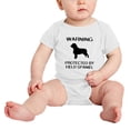 thumbnail image 2 of Warning: Protected by A Field Spaniel Dog Funny Baby Romper Creeper (White,12-18 Months), 2 of 5