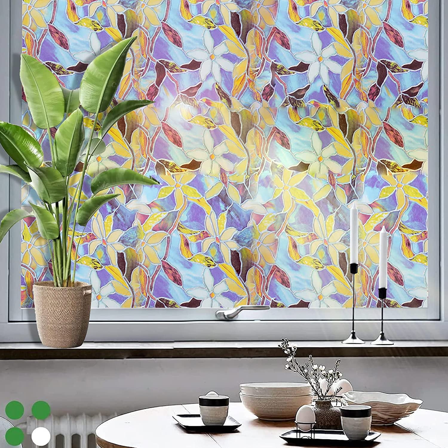 HOHOFILM 17.7x78.7 Colorful Glass Window Film Decorative Tint Chameleon Window Tint for Home Office Building Glass Decal Film