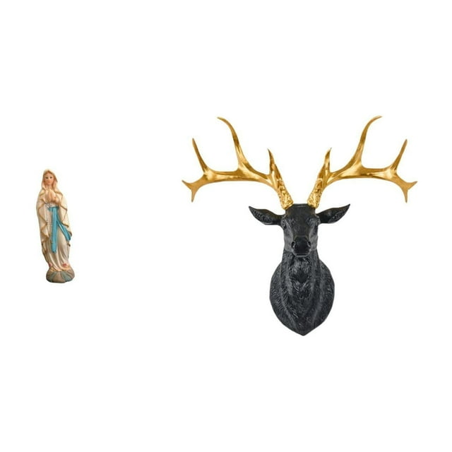 Figura Decorativa De Resina Con Cabeza De Ciervo De La Virgen María. Pieza De Colección Estilo Bohemio Para Pared, Ideal Para Oficina O Hogar.