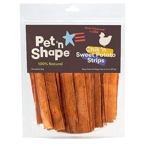 Pet 'n Shape Chik 'n Sweet Potato Strips – Made and Sourced in The USA-All Natural Healthy Dog Treat, 14 Ounce