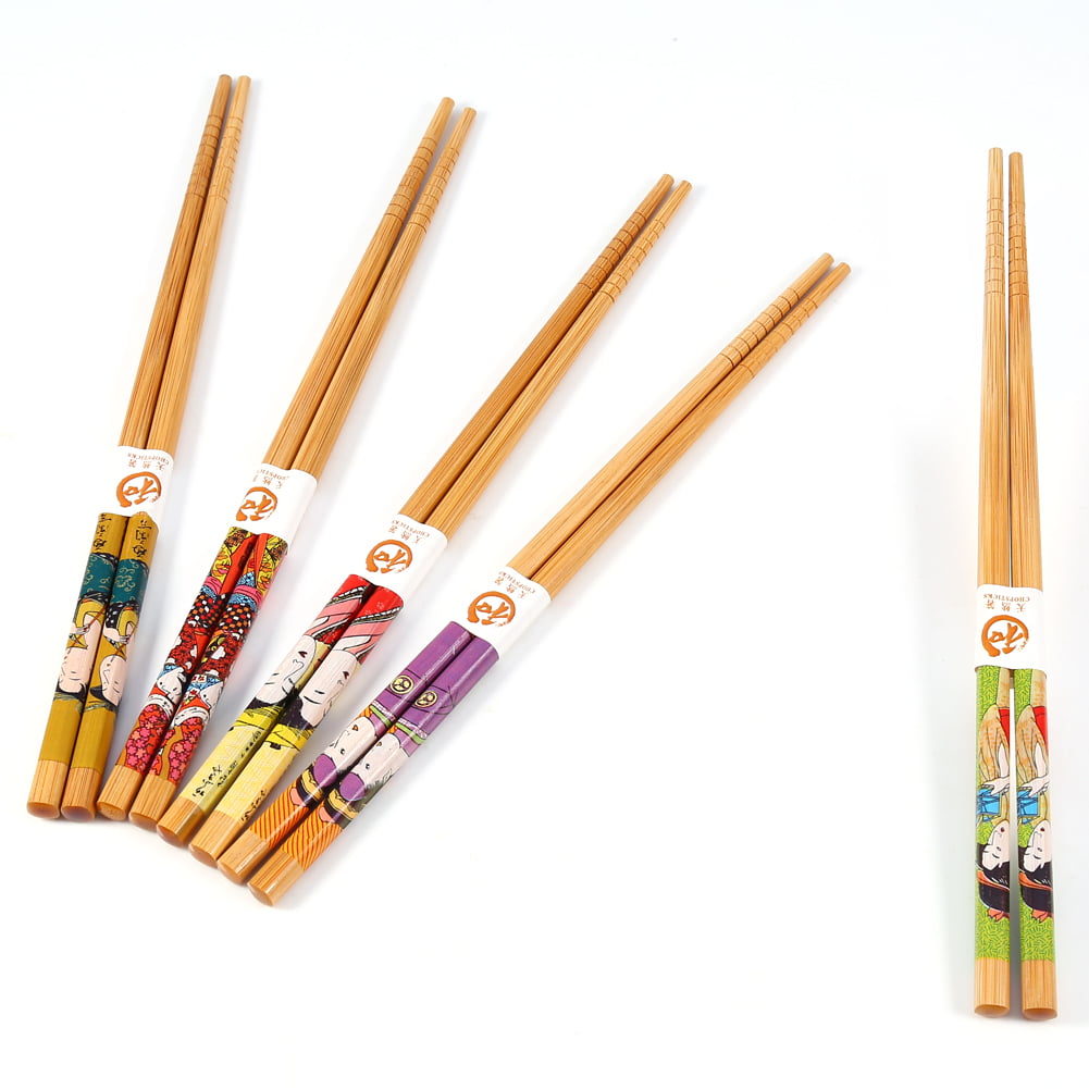 KONUNUS 5 Pairs Chopsticks and 5 PCS Chopstick Rest,Chopsticks Set Bamboo Chopsticks with Box
