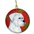 thumbnail image 1 of Boxer Red Snowflakes Holiday Christmas Ceramic Ornament, 1 of 1