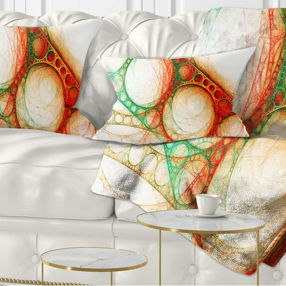 Designart Red Green Metal Constructions - Abstract Throw Pillow - 12x20