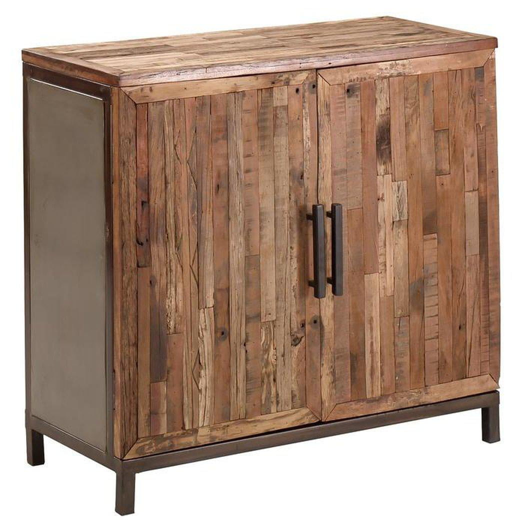 Reclaimed Mango Wood Planks Style Accent Small Rustic Sideboard