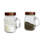 Dependable Industries Inc. Essentials Salt and Pepper Shaker Set Mason Jar (Clear Glass) Vintage Inspired Design