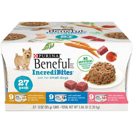 Purina Beneful Small Breed Wet Dog Food Variety Pack, IncrediBites - (27) 3 oz. (Best Wet Food For Yorkies)