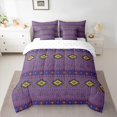 thumbnail image 2 of Homewish Vintage Boho Aztec Bedding Comforter Set 7pcs for Female, Purple Stripes Triangle Queen Bedding Sets, Southwestern Theme Reversible Queen Sheet Sets, Luxury Bedroom Decor, 2 of 7