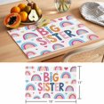 thumbnail image 6 of Boho Colorful Rainbow Placemats Set of 8 Cartons Rainbows BIG SISTER Text Place Mats Indoor Wipeable Table Mats Washable Cloth Dining Table Placemats for Kitchen Holiday Party Home Decor 13x19 Inch, 6 of 9