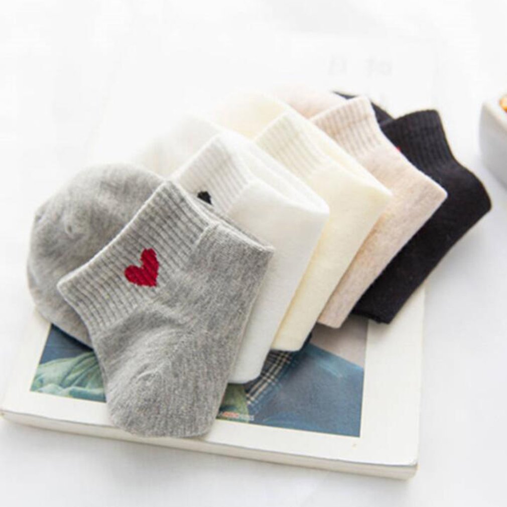 Cartoon Heart Pattern Short Socks Fashion Cute Women Funny Socks