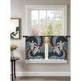 thumbnail image 2 of Sheer Curtains 54 Inch Length 2 Panels Set for Kitchen, Polynesia Texture Semi Sheer Curtains for Windows, Retro Traditional Tribe Turtle Abstract Voile Window Treatments Rod Pocket Curtain, 2 of 7