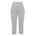 thumbnail image 4 of Women's Yoga Pants with Pockets High Waist Stretch Pants Tummy Control Workout Pants Gray 2XL, 4 of 6