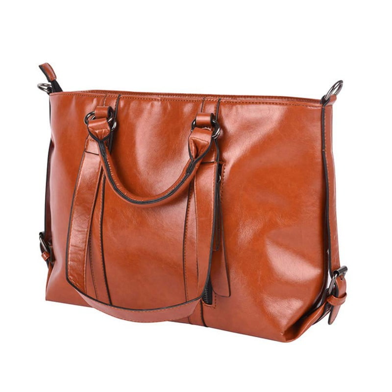 Women Tote Purse Oiled Leather Large Bags Handbag Lady Shoulder Bag 