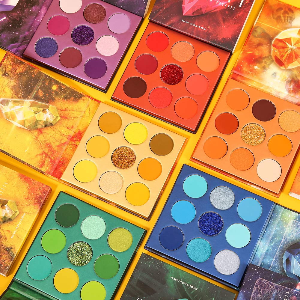 54-Color Gemstone Eyeshadow Set - 6 Vibrant 9-Pan Palettes