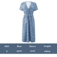 thumbnail image 3 of Vestido de mujer con estampado floral, manga corta, escote en V y fajas hasta la mitad de la pantorrilla, 3 of 5