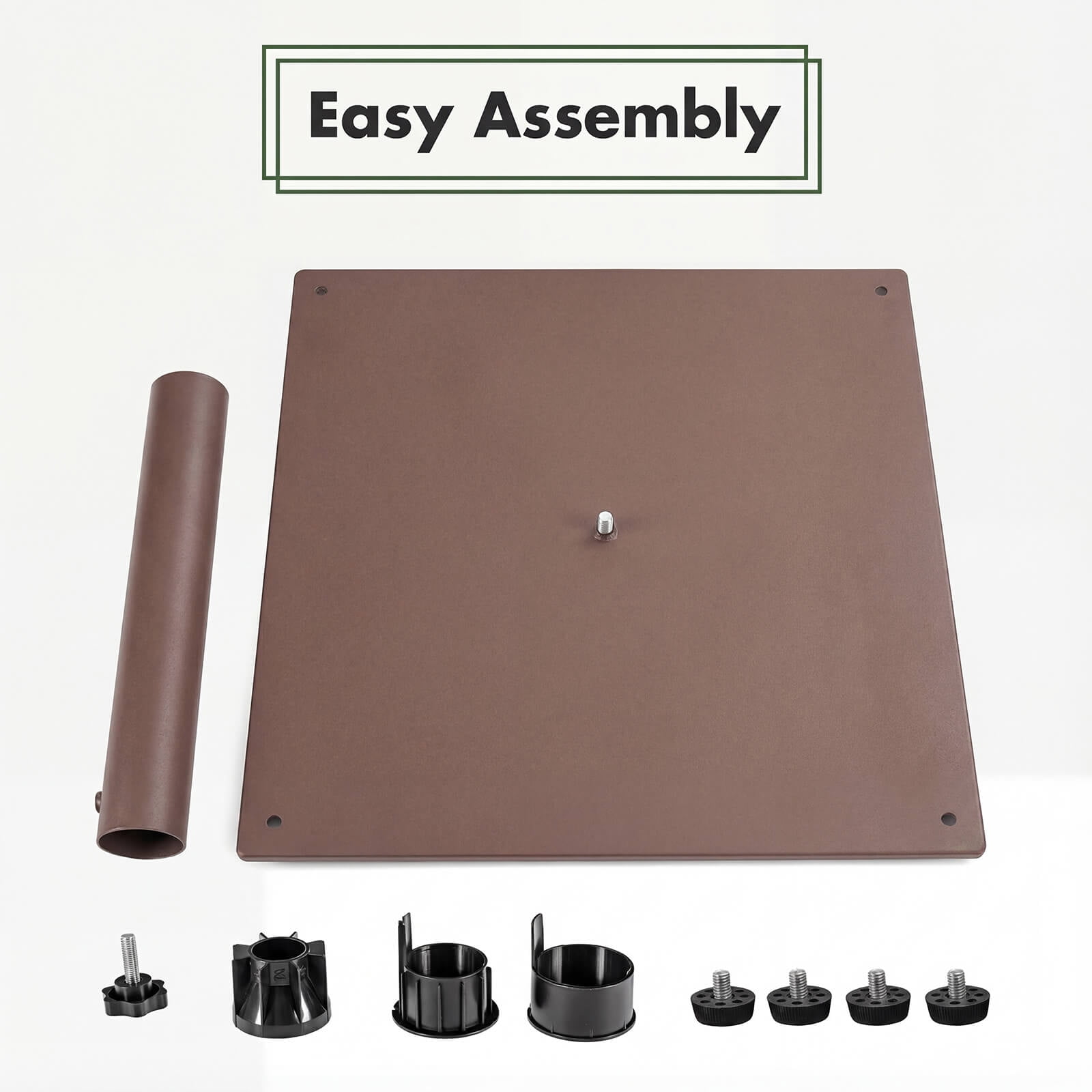 Costway 20" Square Patio Umbrella Base Weighted 35 LBS Outdoor Market Stand Footpads Brown