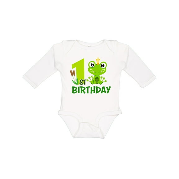 Inktastic 1st Birthday Prince Frog Boys Long Sleeve Baby Bodysuit