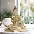 thumbnail image 1 of Accent Collection Golden Buddha Statue & Incense Holder, 6" Tabletop Decor, 1 of 6