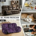 thumbnail image 6 of COEQINE Recliner Sofa Cover Soft Couch Slipcover 8 Pieces Stretch Recliner Chair Cover 3 Seater Fitted Reclining Chair Slipcover with Elastic Bottom and Pocket, Dark Purple Leopard Print, 6 of 8