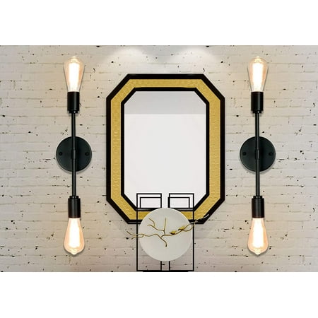 2 Light Black Bathroom Vanity Fixtures Modern Industrial Wall With On Off Switch Cord Plug In Sconce Set Of Two For Living Room Farmhouse Dining Canada Bathroom Vanity Light Fixtures Modern, Modern Black Light Fixtures Bathroom