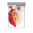 thumbnail image 2 of Geometric Bedding Set with Sheet & Covers, Lion Head Art Geometric Graphic in Digital Triangle Rainbow Retro Style, Printed Bedroom Decor 2 Shams, 4 Sizes, White Pink Orange, by Ambesonne, 2 of 3