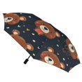 thumbnail image 3 of POBUDS Windproof Automatic Umbrella – Steel-Carbon Fiber Frame, UV-Blocking Black Coating Inside, Auto Open/Close - Dark Cute Bear Pattern, 3 of 8