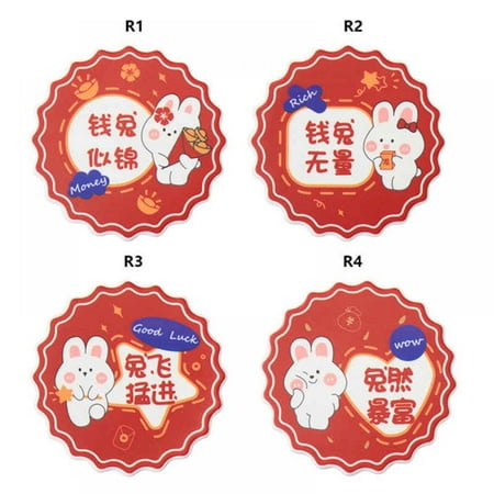 

4 Packs Home Desktop Heat Insulation Mat Placemat PVC Soft Rubber National Style Festive Rabbit Anti-scald Coaster