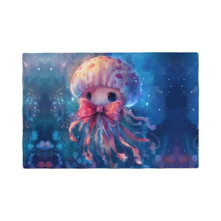 

Placemats Set of 4 / 6 Adorable Jellyfish In Bow Placemats for Dining Table Indoor/Outdoors Heat Resistant Washable Placemats 18 x 12