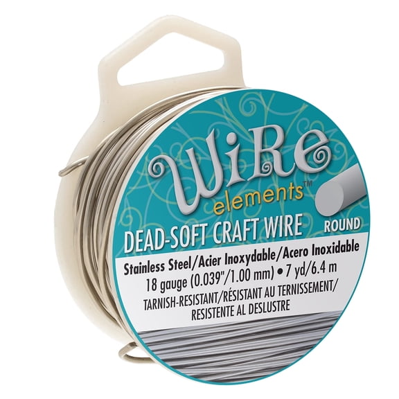 The Beadsmith Wire Elements Craft Wire – Tarnish Resistant, Soft Temper, Round, Stainless-Steel Color – 1mm, 18 Gauge, 7 Yard Spool – Jewelry Making, Wire Wrapping, Floral, & Other DIY Crafts