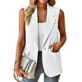 thumbnail image 5 of Sanbonepd White Suit Vest Jacket for Women, Vest Sleeveless Coat Casual Solid Color Workout Tank Tops Woman XL, 5 of 9