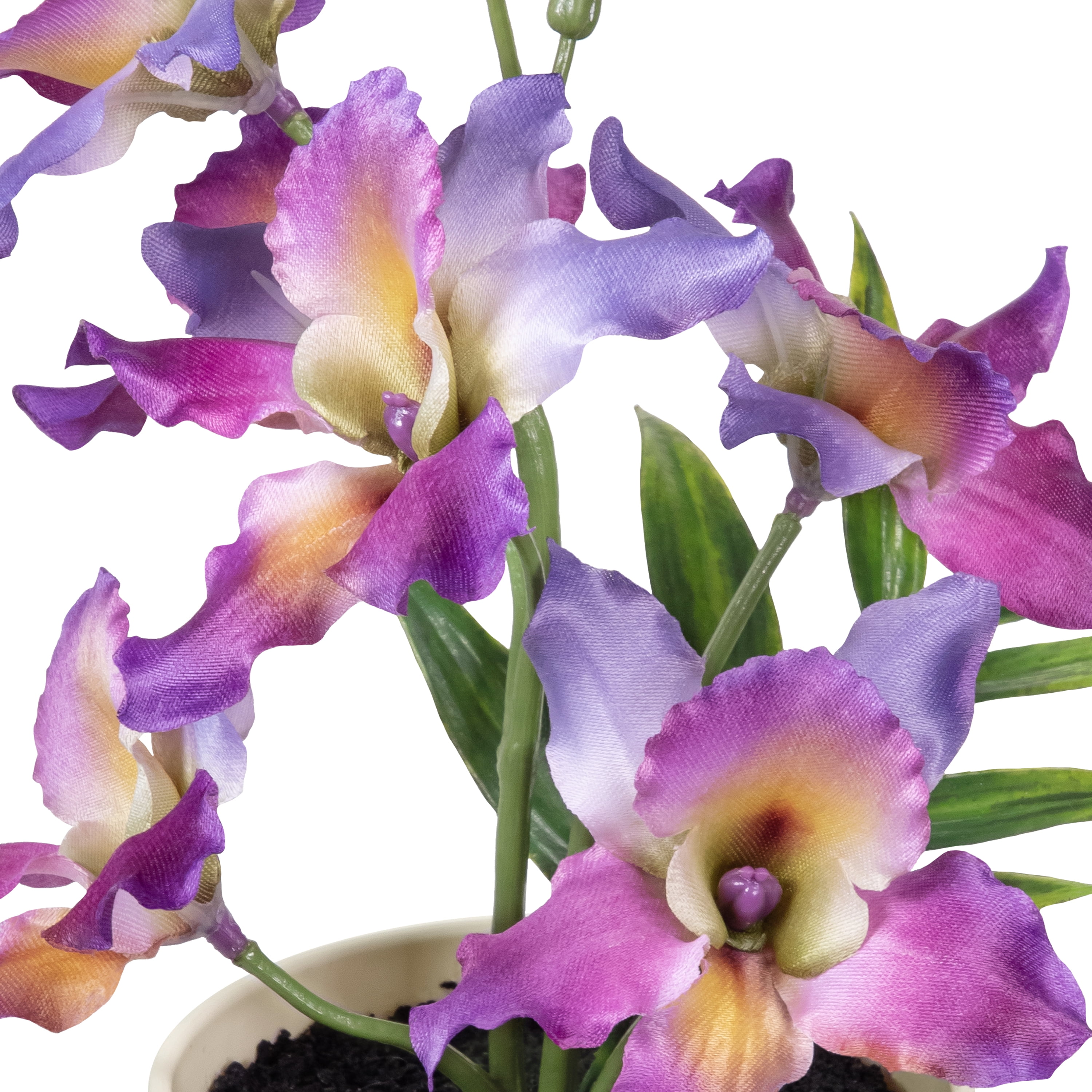 Mainstays 9.5" Artificial Purple Orchid in Cream Pot, for Indoor Use