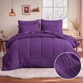 thumbnail image 4 of Aisbo Twin Comforter Set Seersucker 5 Pieces, All Season Luxury Bed in a Bag for Bedroom, Bedding Set with Comforters, Sheets, Pillowcases & Shams, Purple, 4 of 8