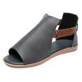 thumbnail image 2 of JeashCHAT Women's Flat Sandals Peep Toe Ankle Strap Vintage Summer Sandals Lightweight Casual Walking Sandals (Gray), 2 of 9