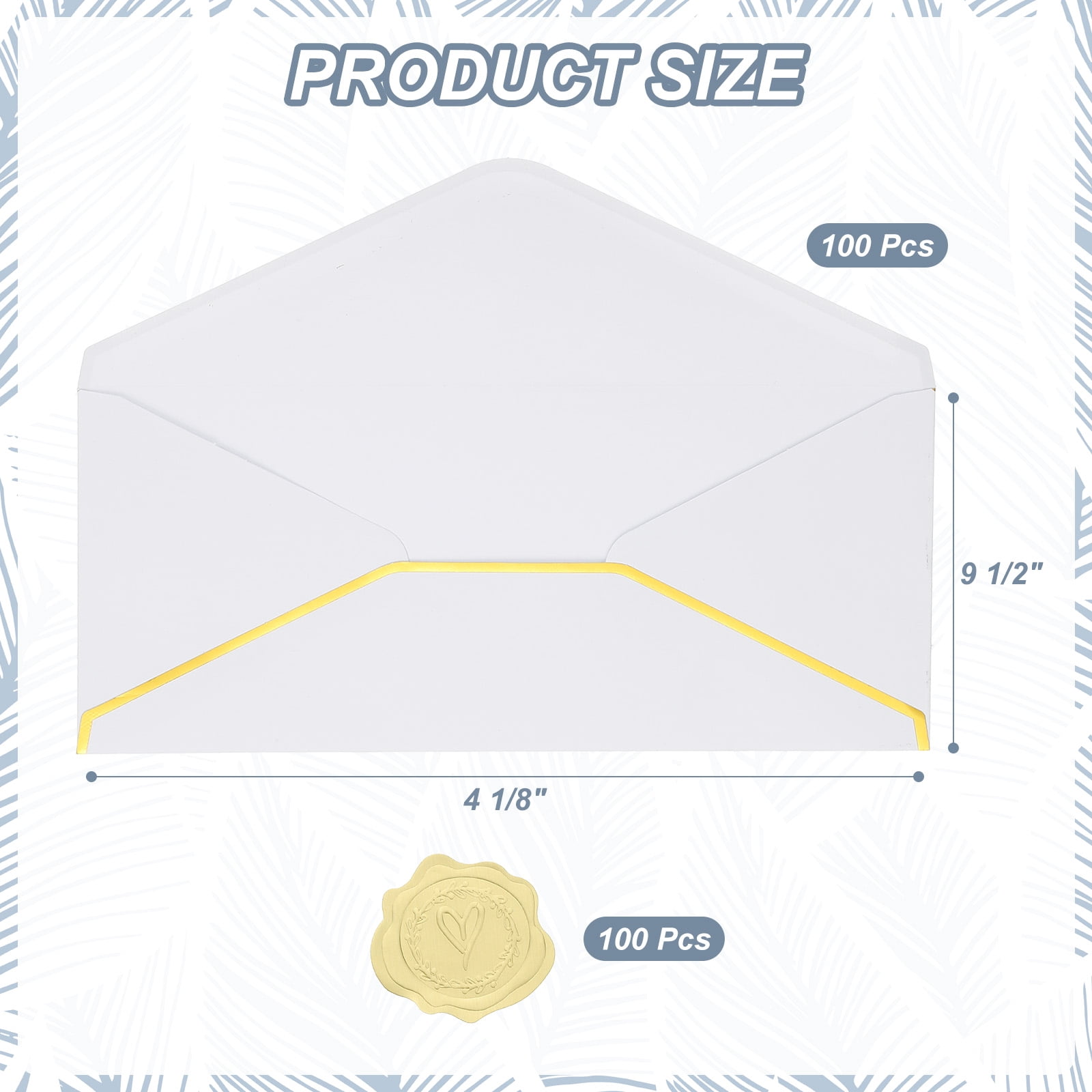 Uxcell 4 1/8 x 9 1/2 Inch Envelopes with Gold Border, 100 Pack V Flap Invitation Business Mailing Envelopes with Gold Stickers for Office Wedding Cards Gift Photos Graduation, White