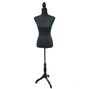Angle View: Black Female Dress Form Torso Mannequin Tripod Stand Dress Jewelry Display