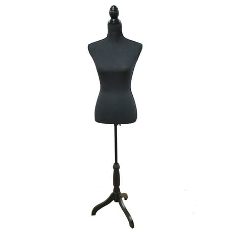 Black Female Dress Form Torso Mannequin Tripod Stand Dress Jewelry Display