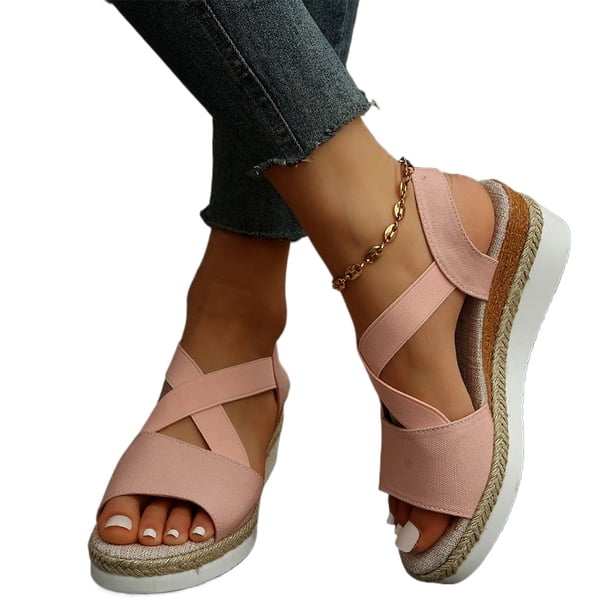 Sandalias Plataforma Elegantes Gruesas Informales Cómodas Tacón Cuña Antideslizantes Transpirables para Fiestas Y