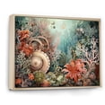 thumbnail image 2 of Designart "Nautical Memories Of The Coral Pirate Wheel" Coastal Coral Under Water Floater Framed Wall Decor, 2 of 5