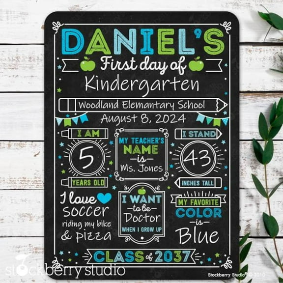 Personalized First & Last Day of School Dry Erase Sign – Reusable Back to School Chalkboard for Kindergarten