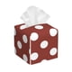 thumbnail image 1 of Balery Maroon And White Polka Dot Porta Pañuelos de Cuero con Estampado – Funda Moderna Cuadrada para Caja de Pañuelos, Dispensador 5x5x5'', 1 of 7