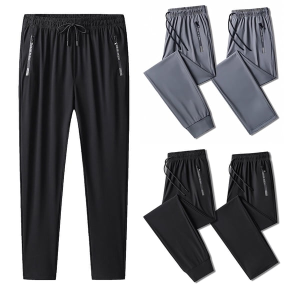 LTTVQM Pants for Men Ice Silk 2026 Ultra Stretch Breathable Pant Quick Drying Stretch Running Active Trousers Black 2XL
